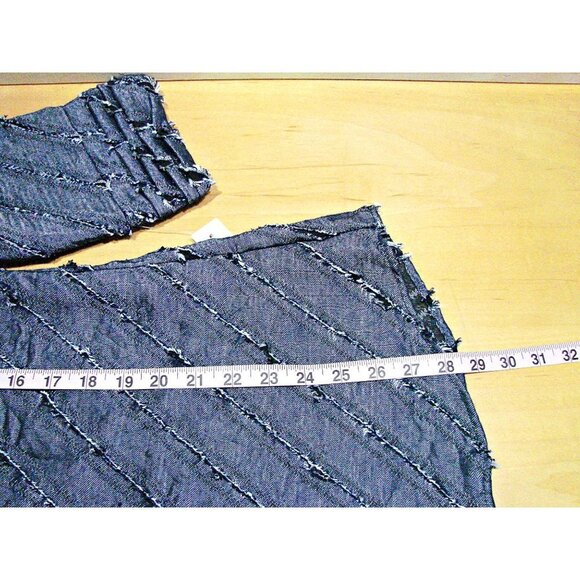 Womens Vintage Denim Like Fringe Button Down Front Back Blouse Shirt Boho Chic L - Picture 8 of 12